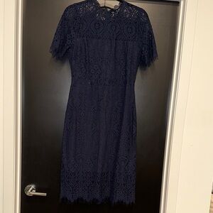 Lulu's Midnight Blue Lace Midi Dress